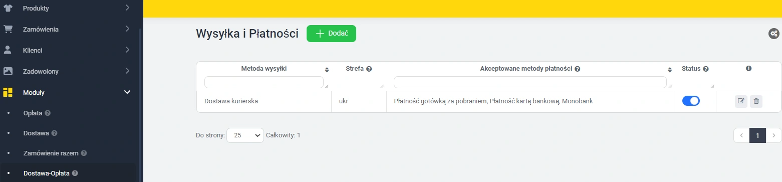 Wtyczka Uzależnienie metod płatności od dostawy - na platformie do szybkiego tworzenia sklepów internetowych osCommerce Solomono - 1