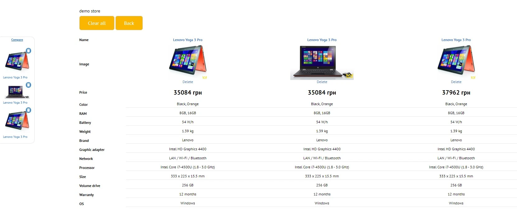 Product comparison module for osCommerce webstore - Solomono - 2 Product comparison - 2