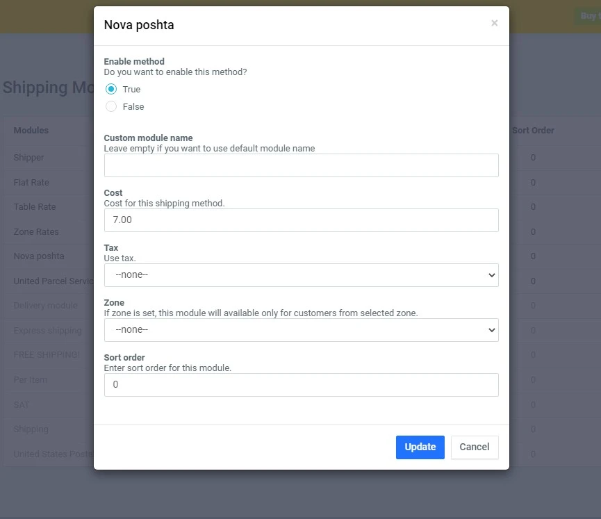 Nova Poshta delivery module (API) - 2