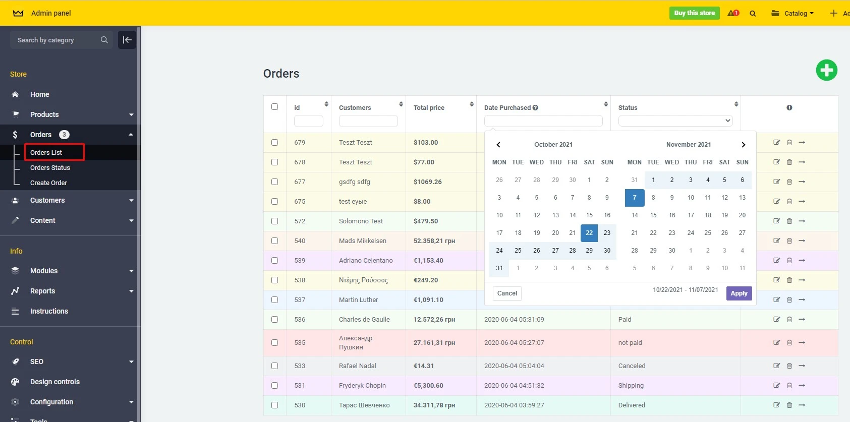 New ajax-listing of orders + popup order page - 3