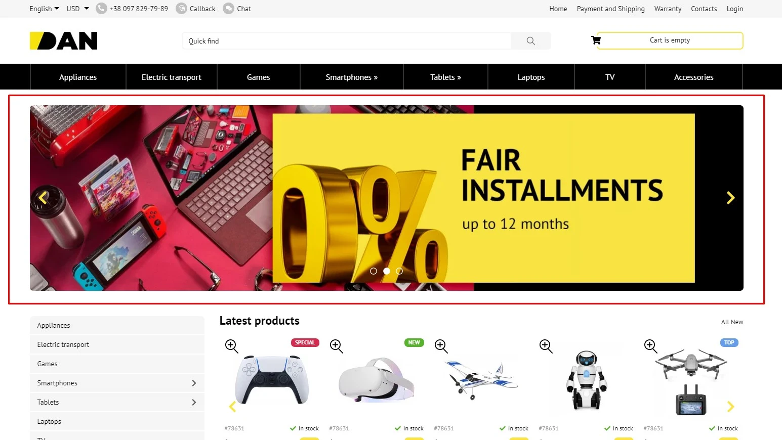 Banners slider on main page - 1