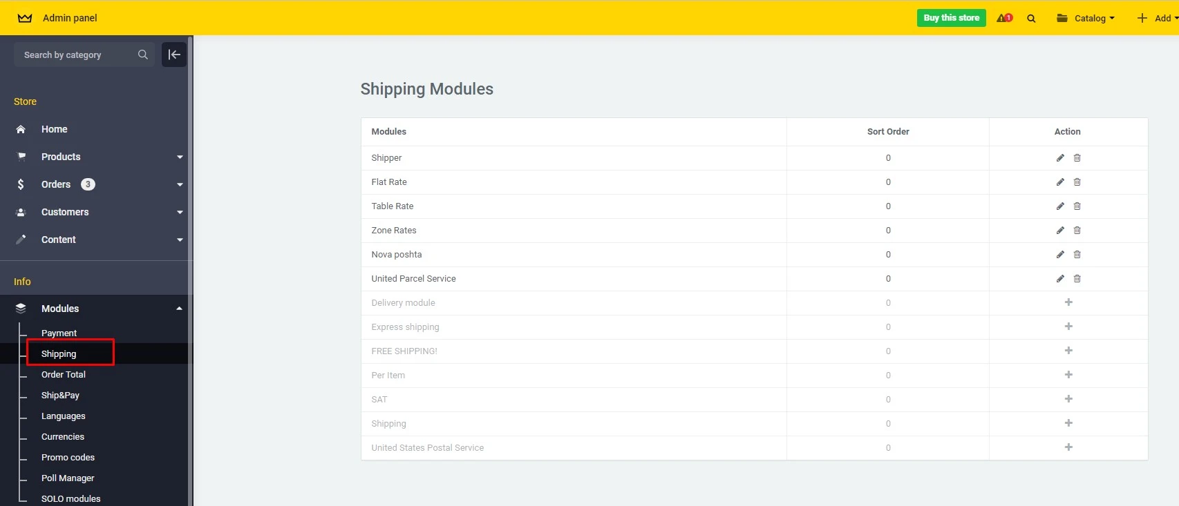 Default Shipping modules - 1