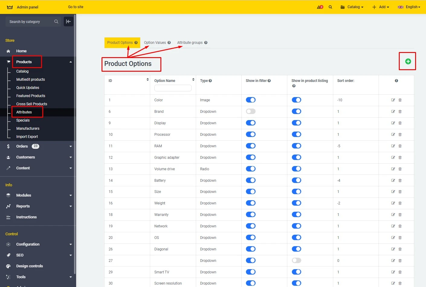 Product attributes in products listing - 2