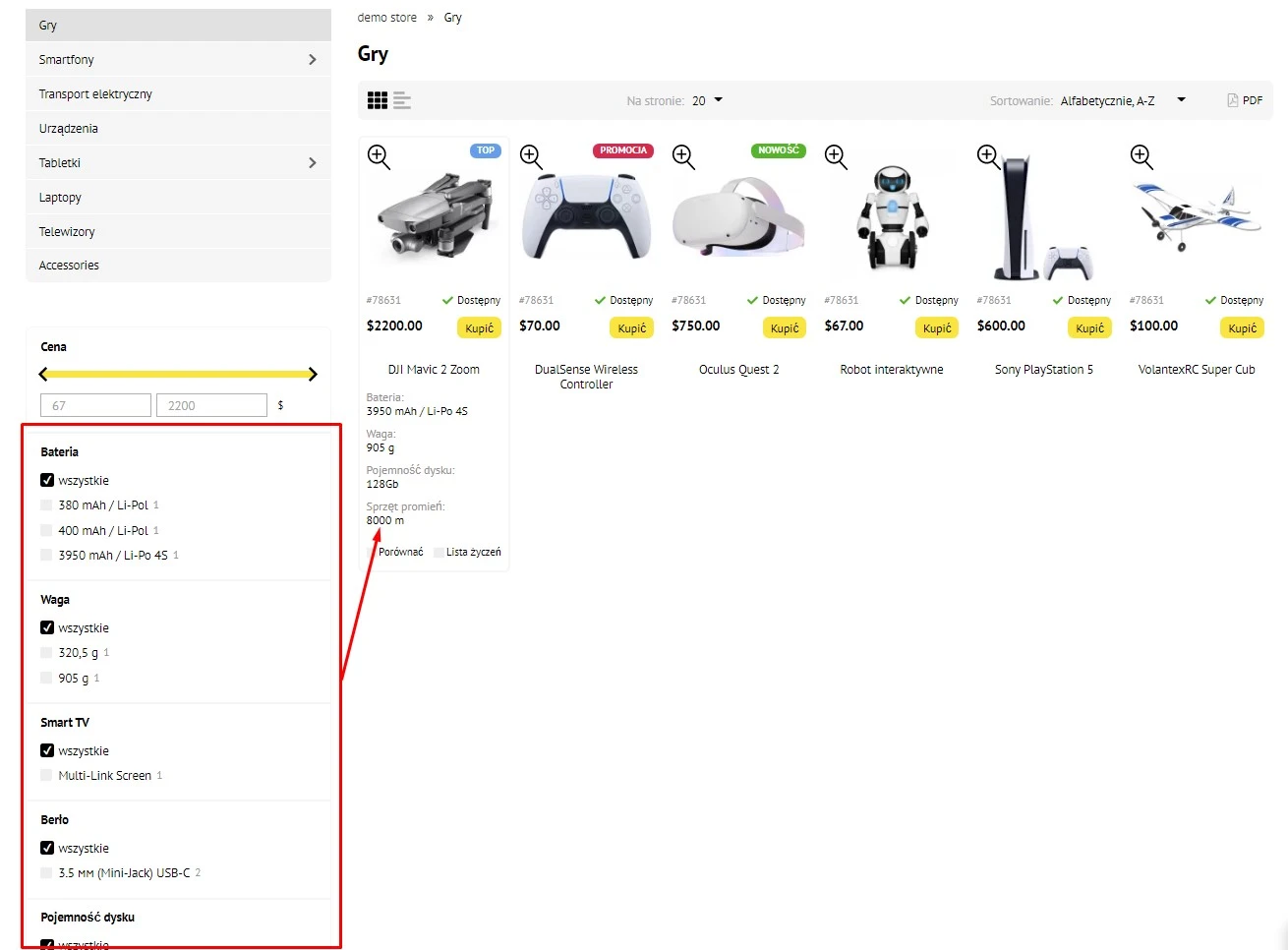 Wtyczka Atrybuty na liście towarów - na platformie do szybkiego tworzenia sklepów internetowych osCommerce Solomono - 1 Atrybuty na liście towarów - 1