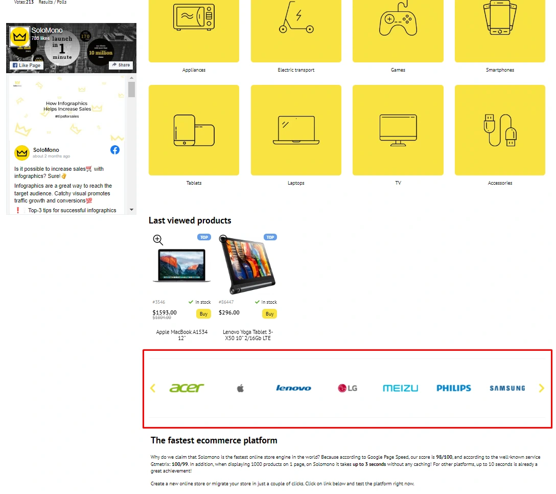 Manufacturers (brands) module for osCommerce webstore - Solomono - 1 Manufacturers (brands) - 1