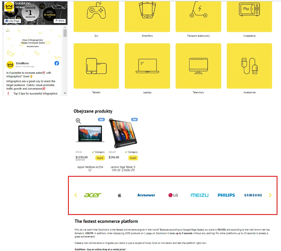 Wtyczka Marek towarów - na platformie do szybkiego tworzenia sklepów internetowych osCommerce Solomono - 1 Marek towarów - 1
