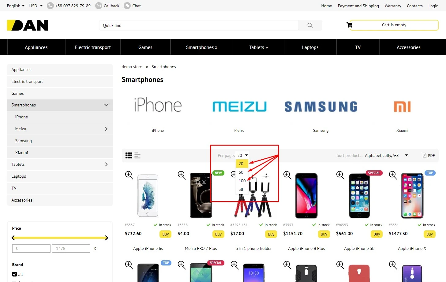 Editable ajax-products per page - 1
