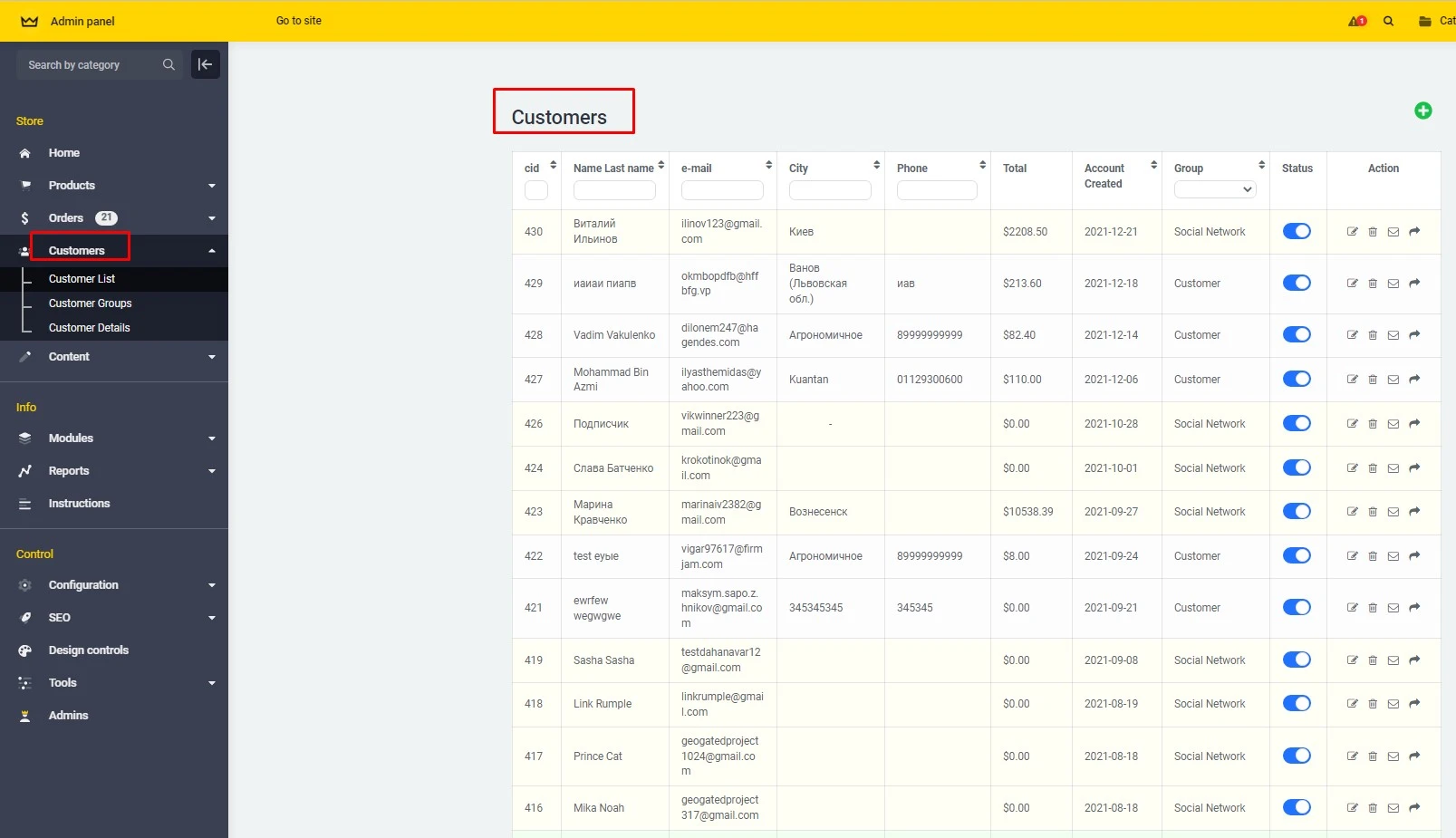 New ajax-listing of customers + popup customer page module for osCommerce webstore - Solomono - 1 New ajax-listing of customers + popup customer page - 1