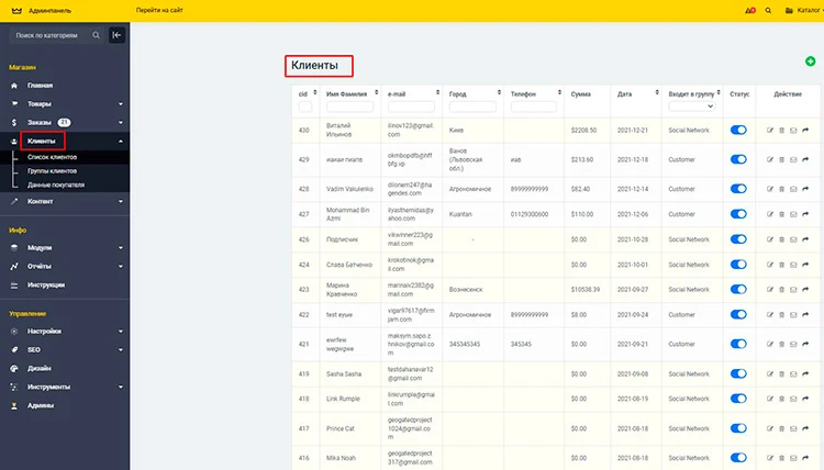 Новый ajax-вывод клиентов + ajax-редактирование клиента - 1