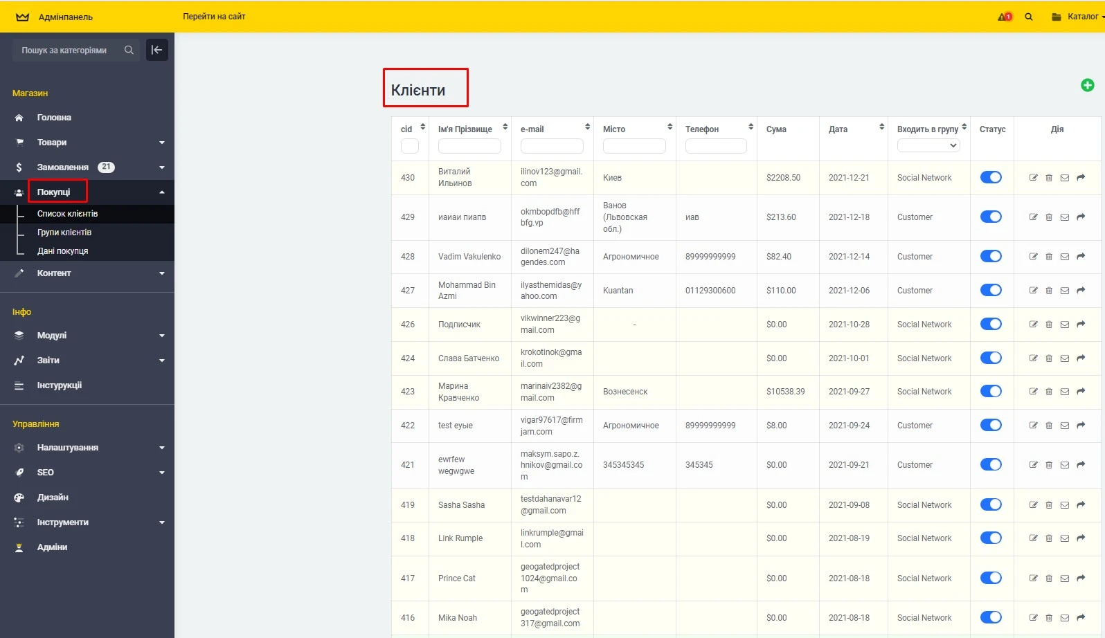 Новий ajax-вивід клієнтів + ajax-редагування клієнта - 1