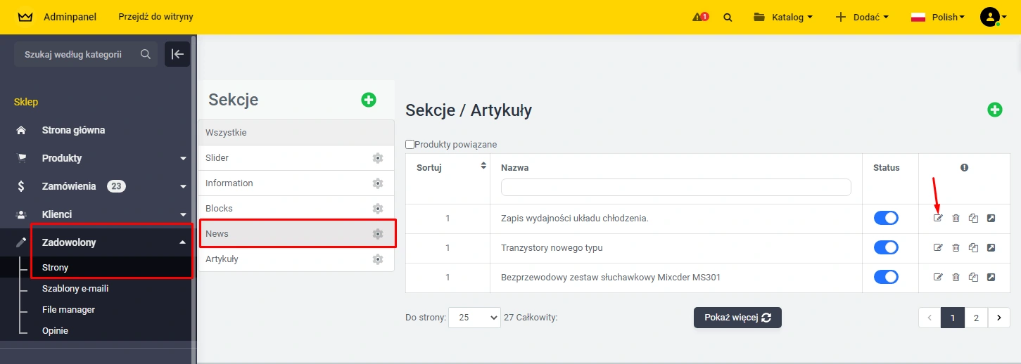 Wtyczka Aktualności - na platformie do szybkiego tworzenia sklepów internetowych osCommerce Solomono - 3 Aktualności - 3