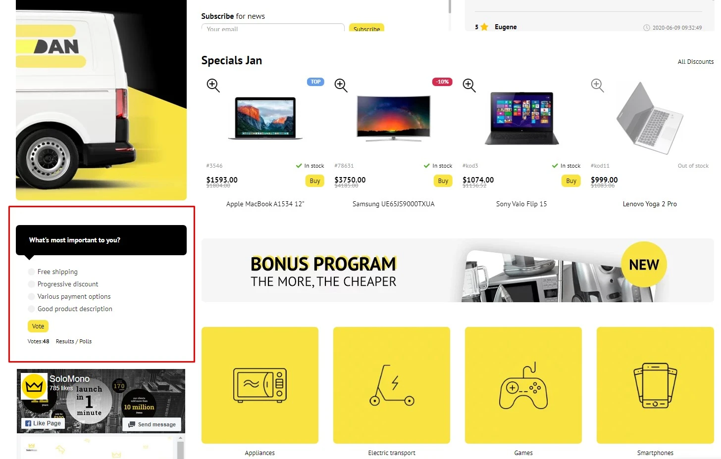 Polls module for osCommerce webstore - Solomono - 1 Polls - 1