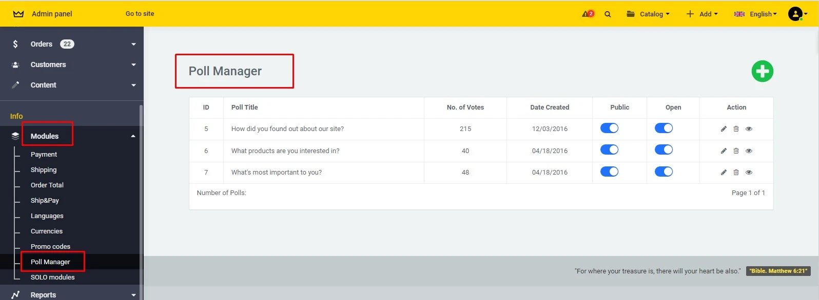 Polls module for osCommerce webstore - Solomono - 3 Polls - 3