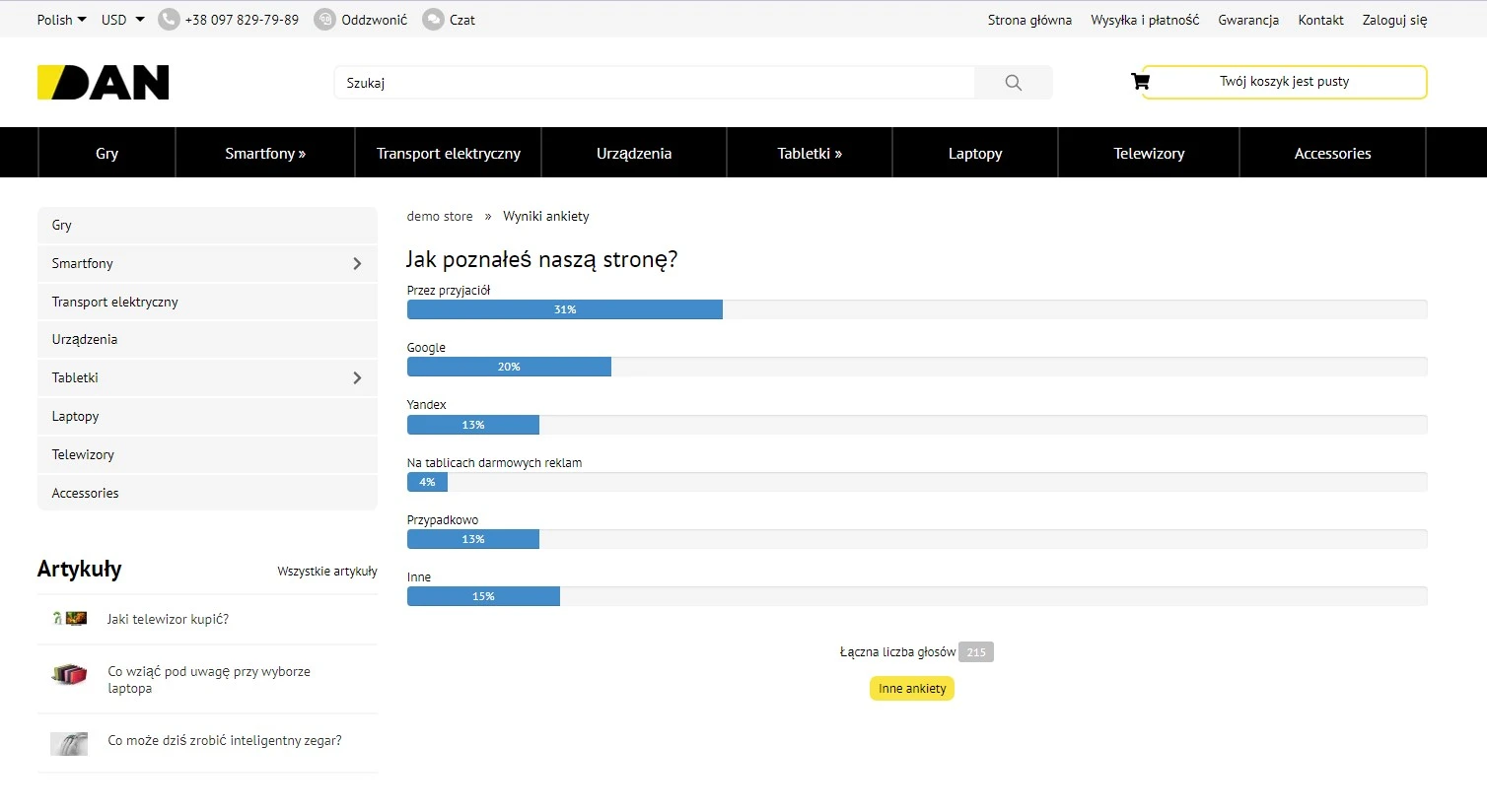 Wtyczka Ankiety (głosowanie) - na platformie do szybkiego tworzenia sklepów internetowych osCommerce Solomono - 2 Ankiety (głosowanie) - 2