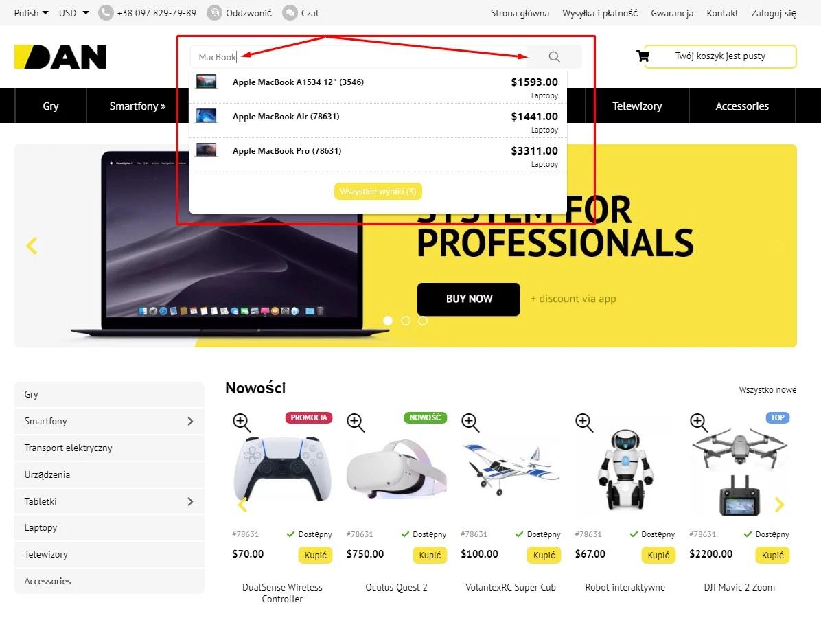 Wtyczka Wyszukiwanie towarów - na platformie do szybkiego tworzenia sklepów internetowych osCommerce Solomono - 1 Wyszukiwanie towarów - 1