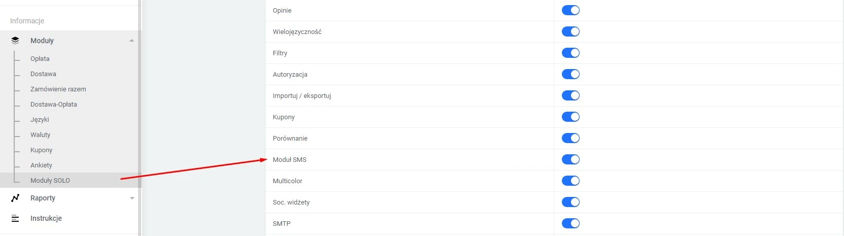 Wtyczka Powiadomienie SMS - na platformie do szybkiego tworzenia sklepów internetowych osCommerce Solomono - 1 Powiadomienie SMS - 1