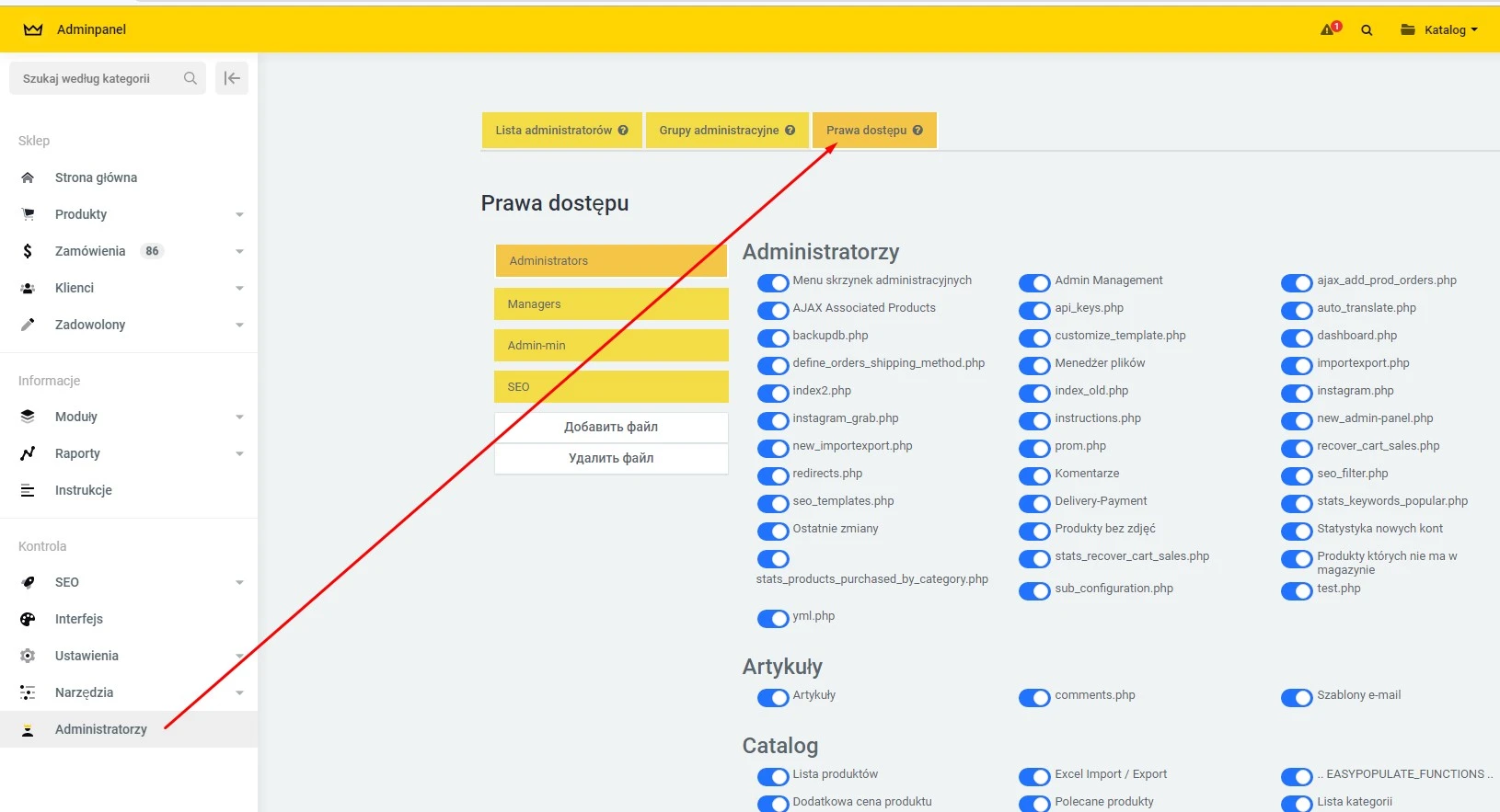 Prawa dostępu administratora - 1