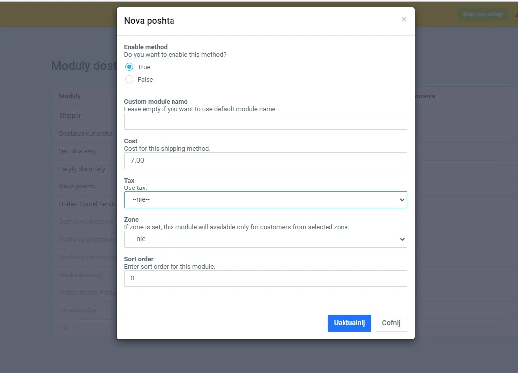 Moduł dostawy Nova Posta (API) - 2