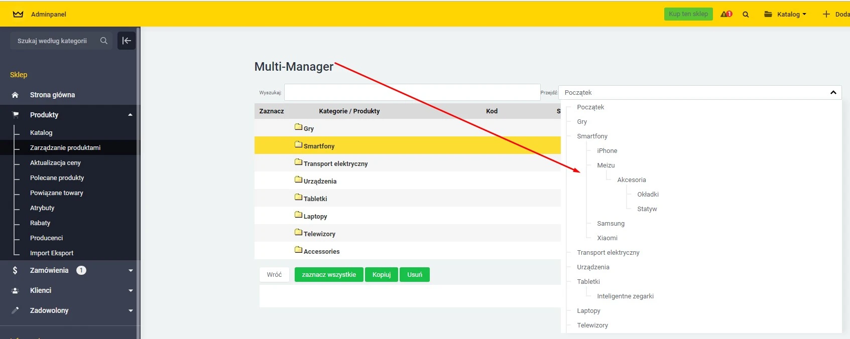 Wtyczka Zarządzanie produktami masowymi - na platformie do szybkiego tworzenia sklepów internetowych osCommerce Solomono - 2 Zarządzanie produktami masowymi - 2
