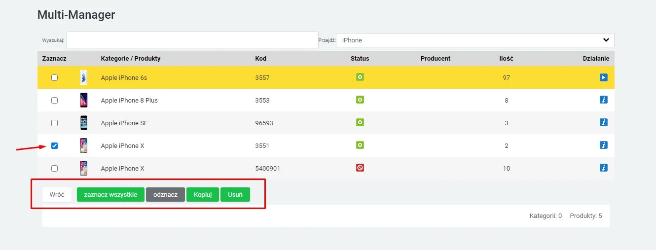 Wtyczka Zarządzanie produktami masowymi - na platformie do szybkiego tworzenia sklepów internetowych osCommerce Solomono - 3 Zarządzanie produktami masowymi - 3