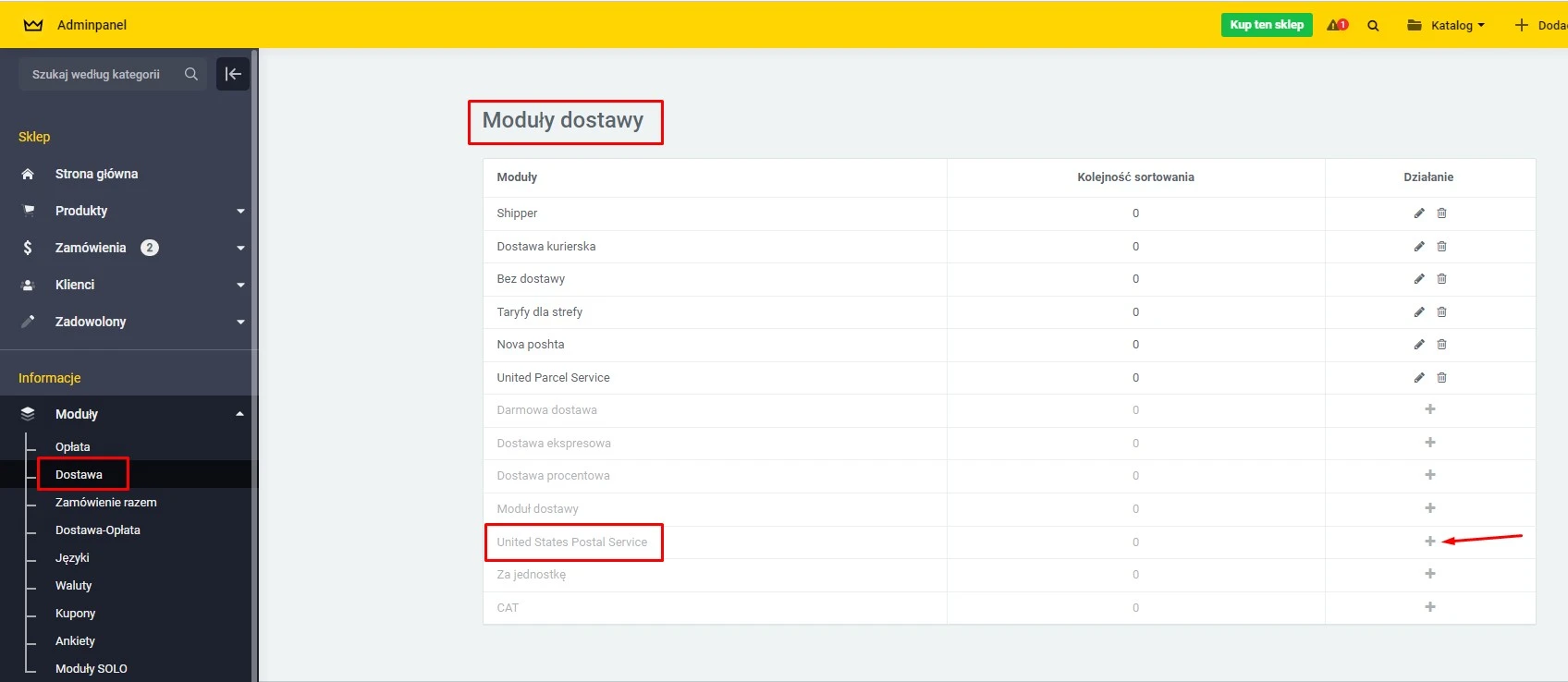 Moduł dostarczania USPS (API) - 1