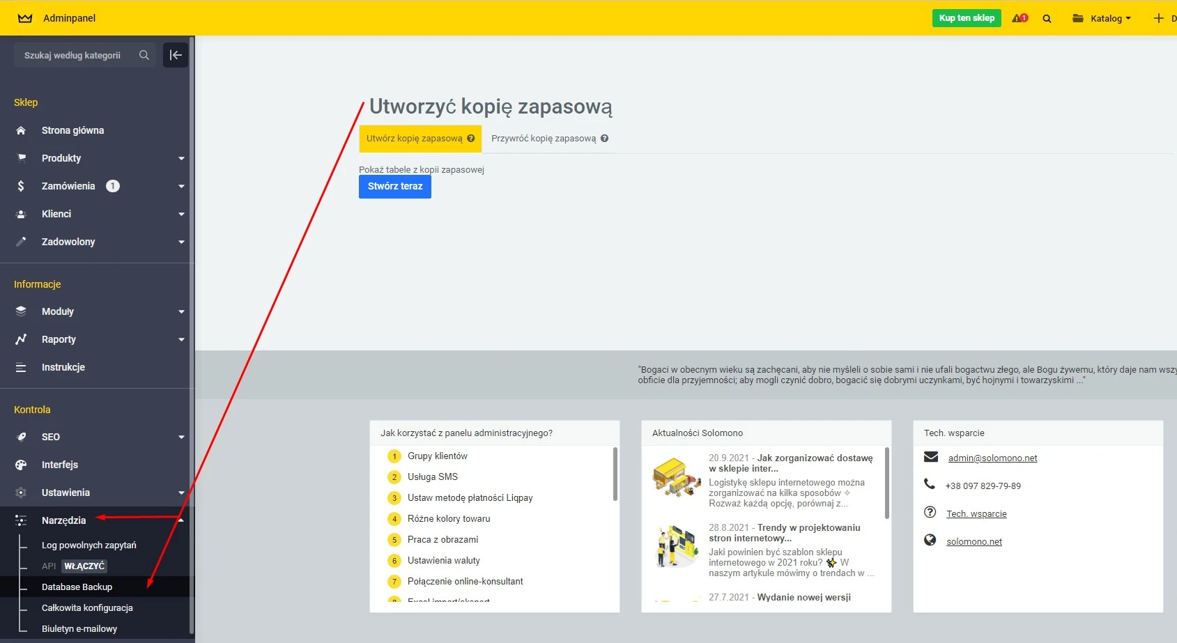 Kopię zapasową (backup) bazy danych - 1
