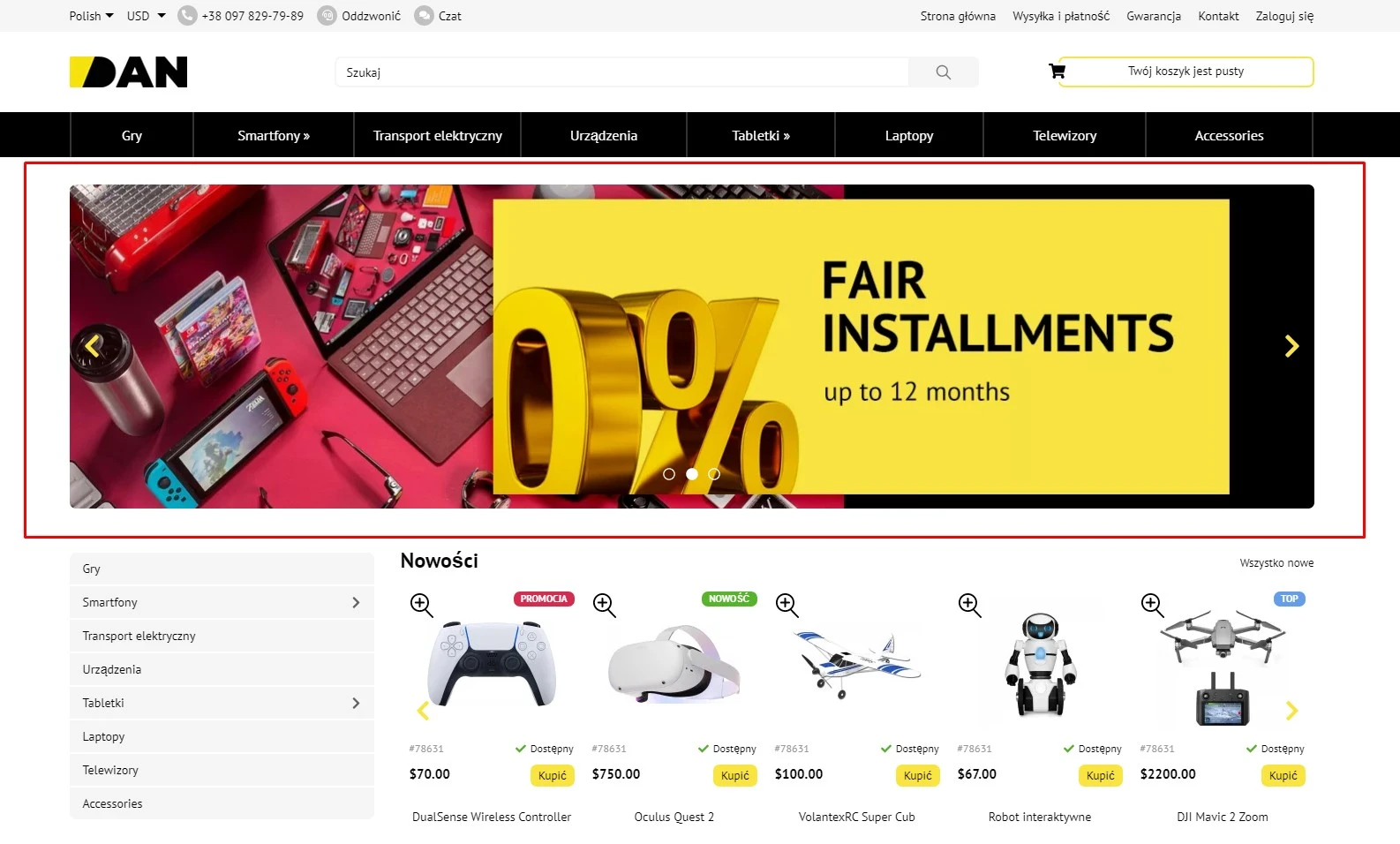 Wtyczka Slider zdjęć na stronie głównej - na platformie do szybkiego tworzenia sklepów internetowych osCommerce Solomono - 1 Slider zdjęć na stronie głównej - 1