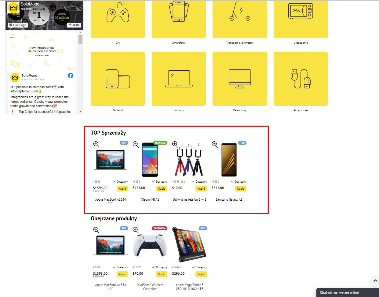 Wtyczka Najpopularniejsze produkty - na platformie do szybkiego tworzenia sklepów internetowych osCommerce Solomono - 1 Najpopularniejsze produkty - 1