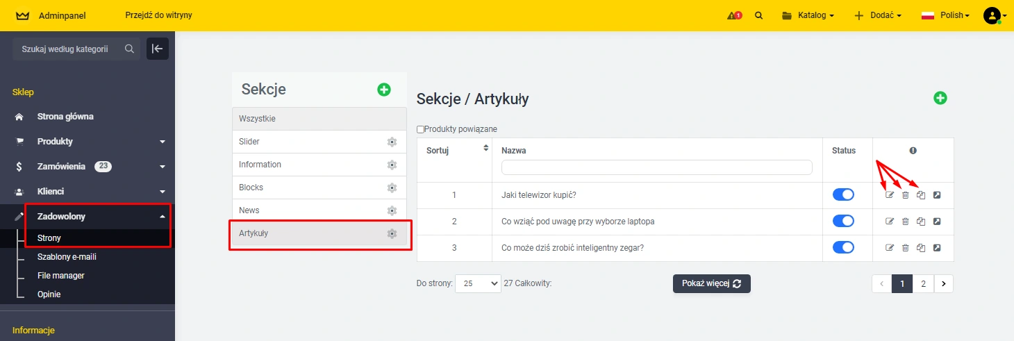 Wtyczka Artykuły - na platformie do szybkiego tworzenia sklepów internetowych osCommerce Solomono - 2 Artykuły - 2