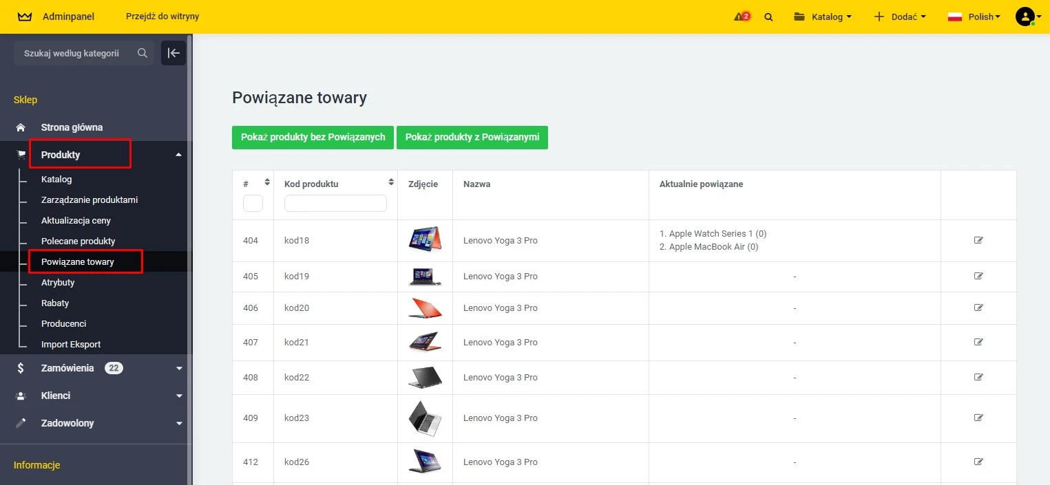 Wtyczka Produkty powiązane - na platformie do szybkiego tworzenia sklepów internetowych osCommerce Solomono - 3 Produkty powiązane - 3