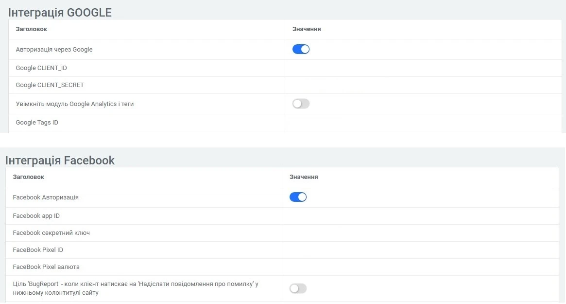 Модуль Авторизації (Google, Facebook) - на платформі для швидкого створення інтернет-магазинів osCommerce Solomono - 2 Авторизації (Google, Facebook) - 2