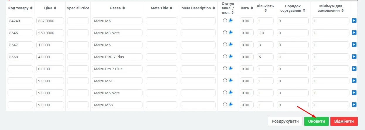 Модуль Оновлення Прайсу - на платформі для швидкого створення інтернет-магазинів osCommerce Solomono - 3 Оновлення Прайсу - 3