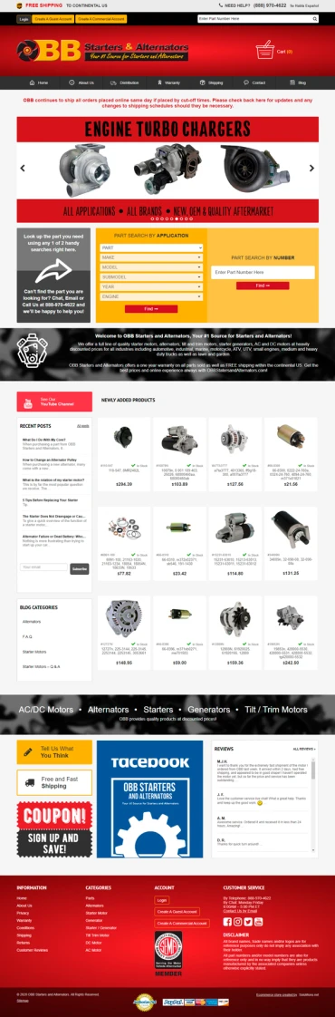 Open a store link of - https://www.obbstartersandalternators.com/